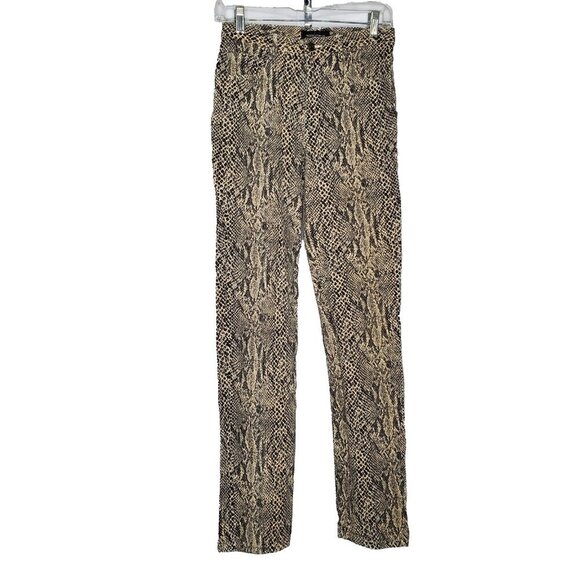 Y2K Snake Skin Print Pants Stretch Jeans Sz 8 Tall Cream Gray Victorias Secret - Picture 1 of 5